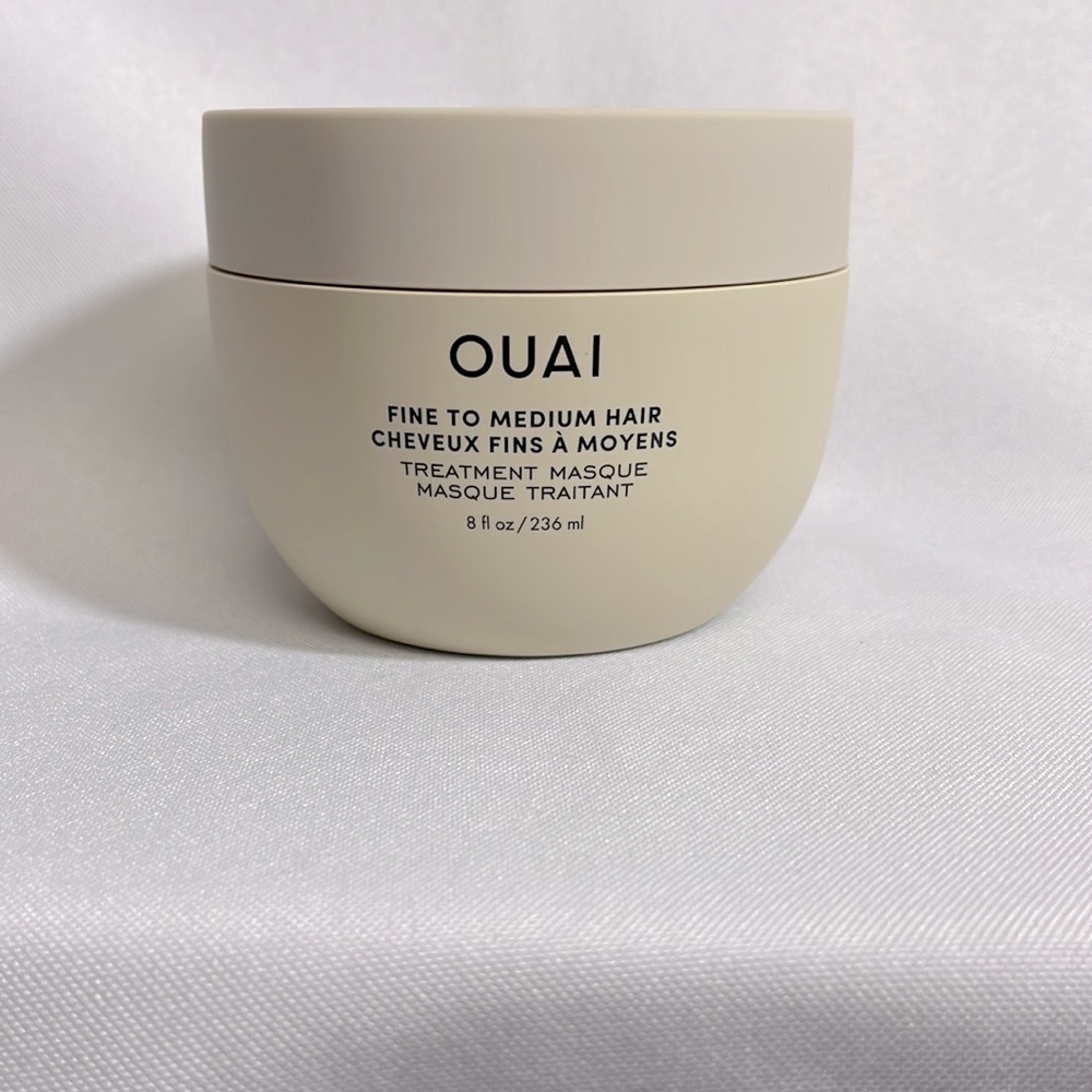 OUAI treatment mask for fine to medium hair apply to wet hair wait 5 minutes 8oz